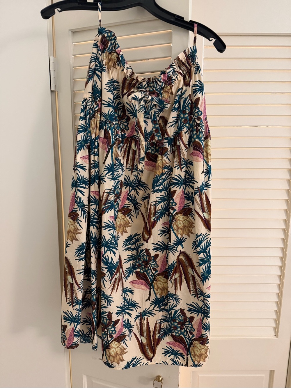 Ulla Johnson Cream Maxi Skirt with Teal, Brown & Pink Tropical Print